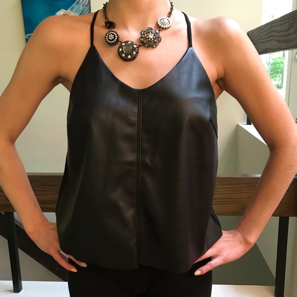 Banana Republic faux leather tank top.